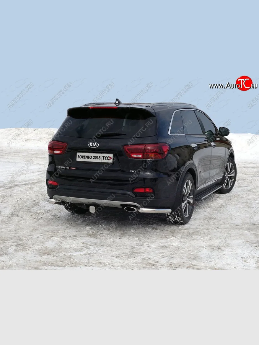 Защита задняя (уголки) (d60.3 мм) ТСС Тюнинг  KIA Sorento (2018-2020) UM/Prime (нержавеющая сталь)  с доставкой в г. Керчь