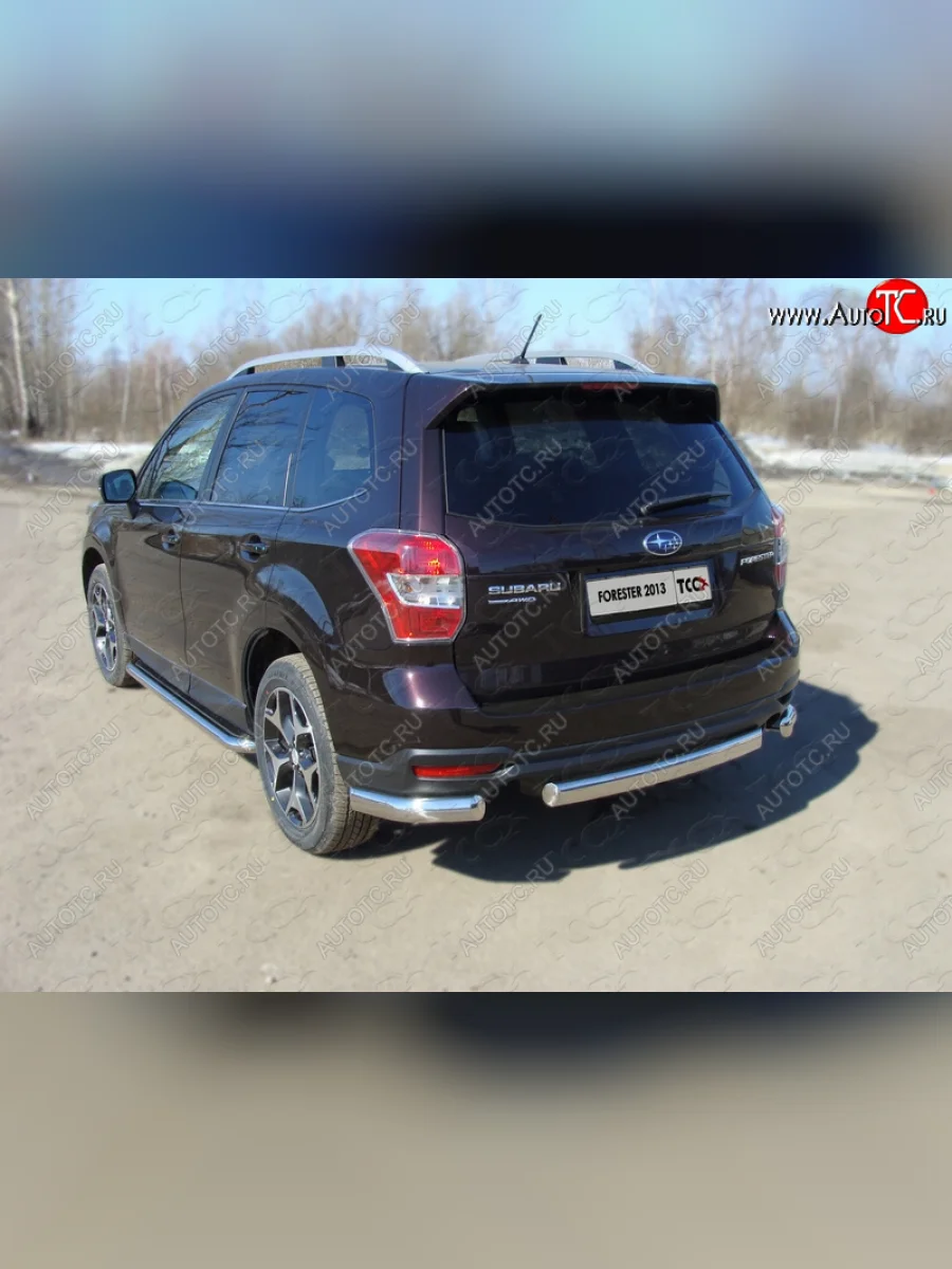 Защита заднего бампера (уголки овальные, d75х42 мм) ТСС Тюнинг Subaru Forester SJ дорестайлинг (2012-2016)  в Керчи Республика Крым