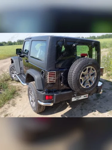 Накладки на задний бампер (шлифованные) (комплект 2 шт.) Jeep Wrangler 5D (3.6, JK) 2006-2018