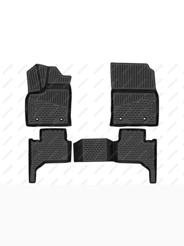 Коврики 3D в салон (5 мест) (полиуретан) Element (черные) Toyota Land Cruiser  J300 (2021-2025) дорестайлинг