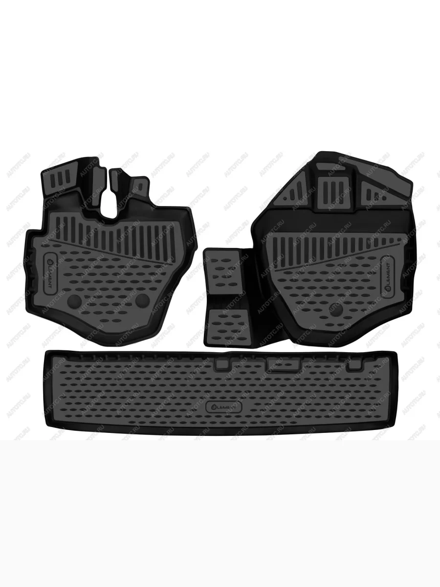 Коврики 3D в салон (полиуретан) Element KIA Bongo 4 PU рестайлинг (2012-2025) (черные)  с доставкой в г. Пермь