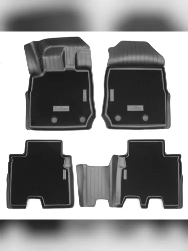 Коврики салонные комбинированные (1, 2 ряд) Unidec (черные) Isuzu mu-X TF (2021-2023)