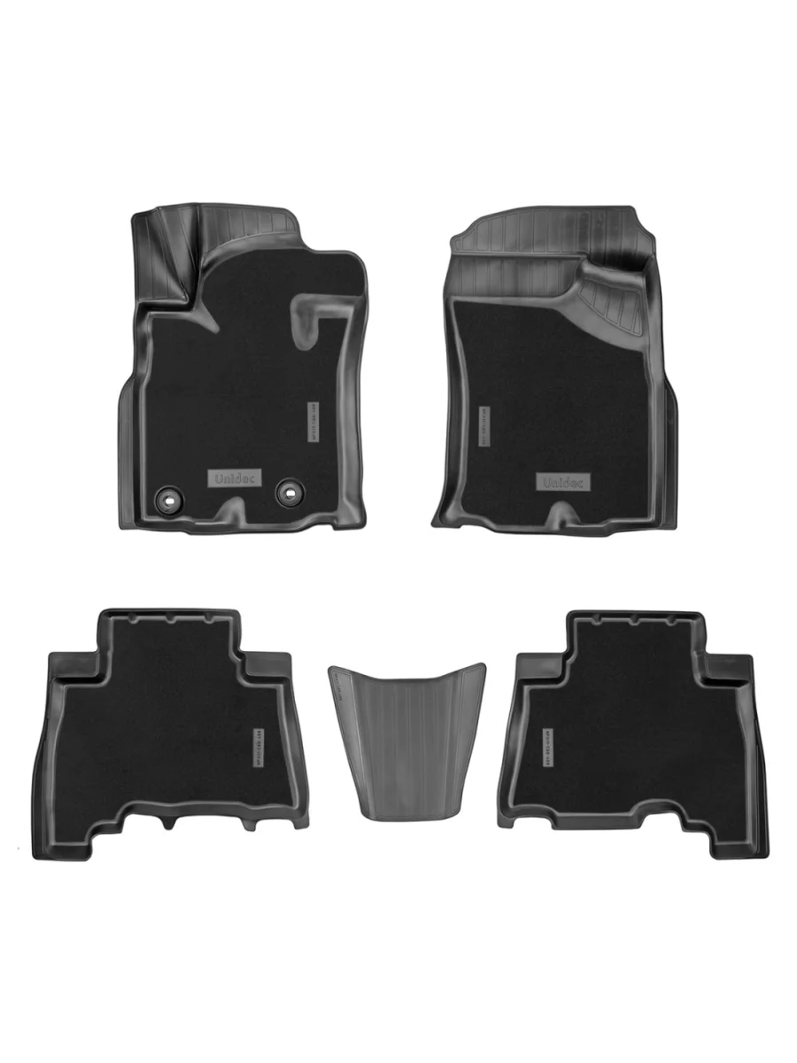 Коврики салонные комбинированные (5 мест) Unidec Toyota Land Cruiser Prado J150 1-ый рестайлинг (2013-2017) (черные)  в Керчи Республика Крым