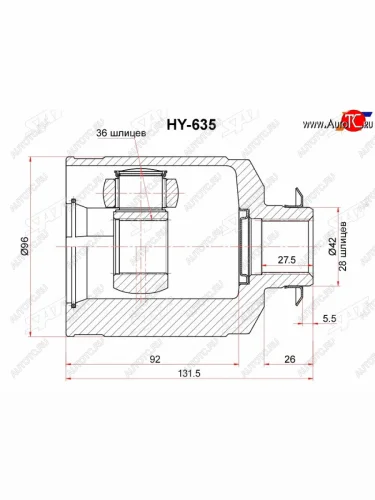 Шрус внутренний RH KIA SORENTO 09- SAT HY-635
