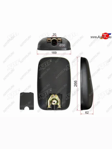 Зеркало заднего вида ISUZU NKR NHR new  (266x169 SR1200) SAT SL-1690