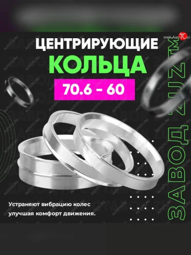 Центровочные кольца для дисков 70.6 - 60 (алюминиевые) 4шт. переходные центрирующие проставочные супинаторы на ступицу ЗАВОД ПРОСТАВОК ZUZ 70.6 - 60