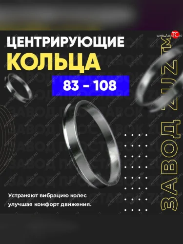Центровочные кольца для дисков 83 - 108 (алюминиевые) 4шт. переходные центрирующие проставочные супинаторы на ступицу ЗАВОД ПРОСТАВОК ZUZ 83 - 108