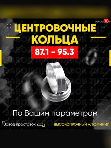 Центровочные кольца для дисков 87.1 - 95.3 (алюминиевые) 4шт. переходные центрирующие проставочные супинаторы на ступицу ЗАВОД ПРОСТАВОК ZUZ 87.1 - 95.3