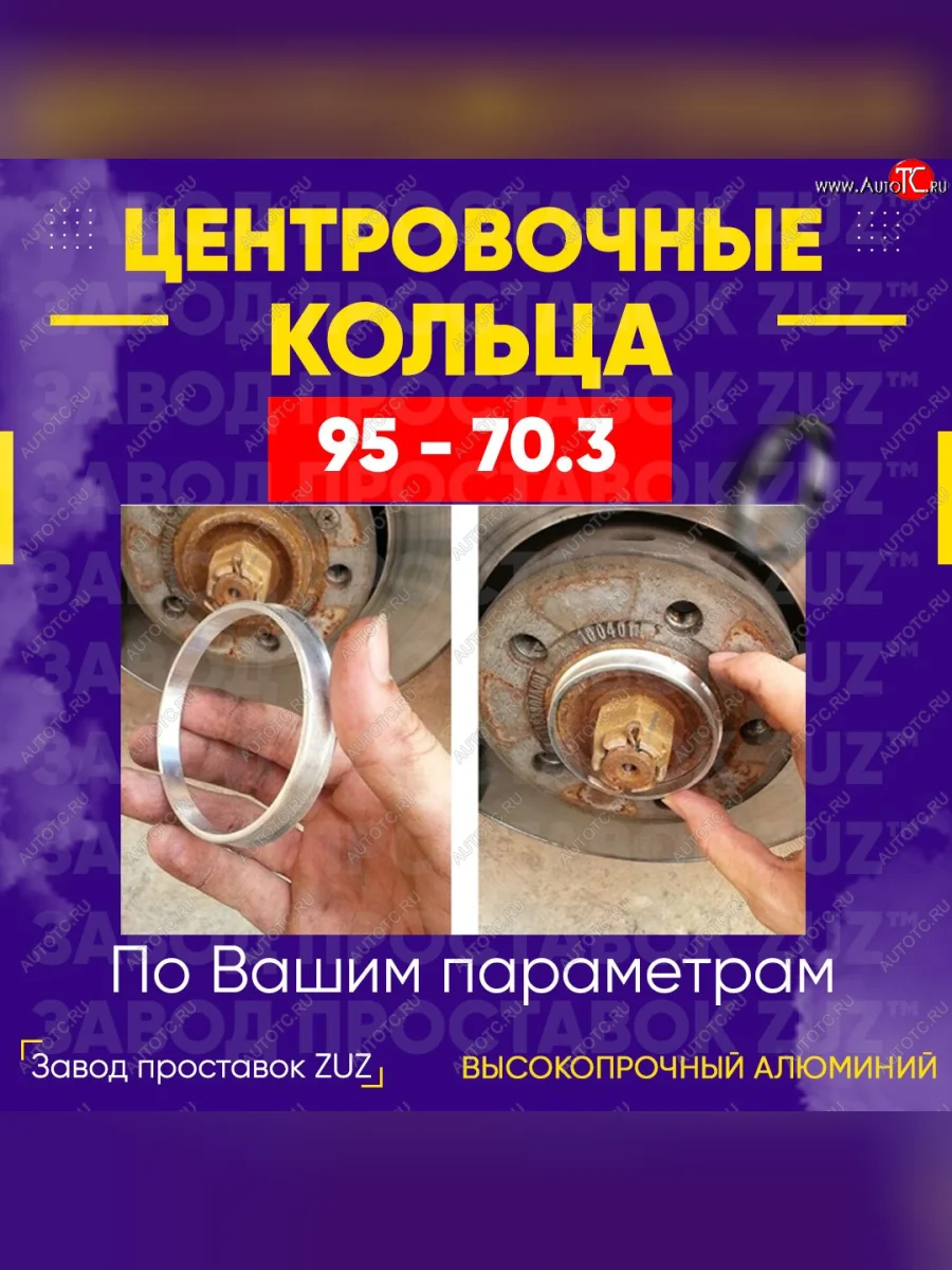 Центровочные кольца для дисков 95 - 70.3 (алюминиевые) 4шт. переходные центрирующие проставочные супинаторы на ступицу ЗАВОД ПРОСТАВОК ZUZ 95 - 70.3  в Самаре Самарской области