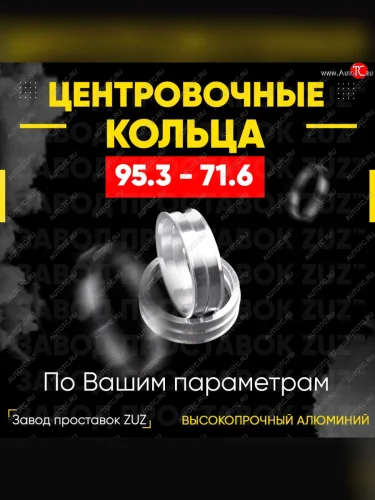 Центровочные кольца для дисков 95.3 - 71.6 (алюминиевые) 4шт. переходные центрирующие проставочные супинаторы на ступицу ЗАВОД ПРОСТАВОК ZUZ 95.3 - 71.6