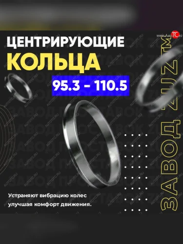 Центровочные кольца для дисков 95.3 - 110.5 (алюминиевые) 4шт. переходные центрирующие проставочные супинаторы на ступицу ЗАВОД ПРОСТАВОК ZUZ 95.3-110.5