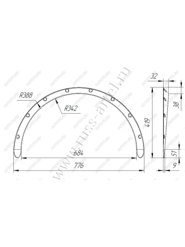 Фендера универсальные с выносом 30 мм Русская Артель Chery Amulet (Corda) A15 лифтбэк (2003-2010) (глянец под покраску)