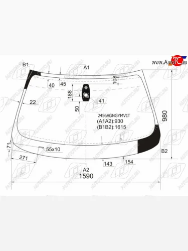 Стекло лобовое (датчик дождя) FUYAO (зеленое) BMW X6 E71 рестайлинг (2012-2014)
