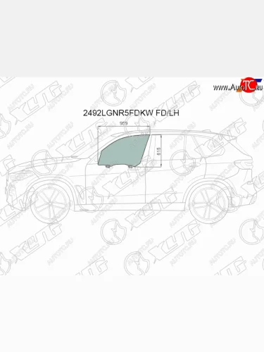 Стекло боковое опускное (Спереди Слева Цвет зеленый Триплекс Крепления) BMW X5 18-23  X7 18-22 XYG 2492LGNR5FDKW FD/LH
