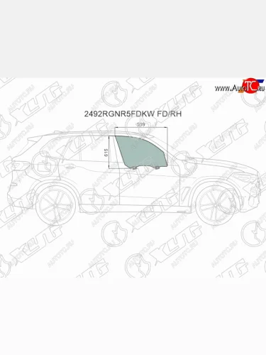 Стекло боковое опускное (Спереди Справа Цвет зеленый Триплекс Крепления) BMW X5 18-23  X7 18-22 XYG 2492RGNR5FDKW FD/RH