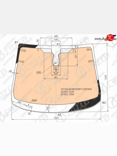 Стекло лобовое (обогрев полный, датчик дождя, молдинг) XYG (зеленое) Ford Fiesta 6 хэтчбэк 3 дв. рестайлинг (2012-2019)