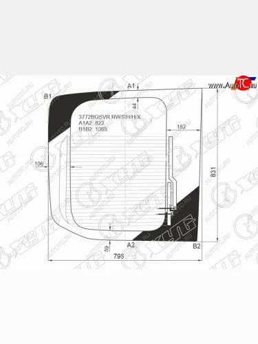Стекло заднее (Цвет зеленый Обогрев) Ford Transit 14- XYG 3772BGSVR RW/RH/H/X