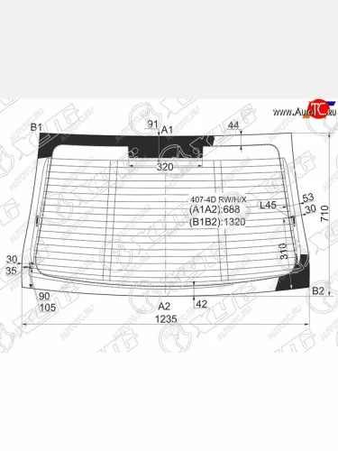 Стекло заднее (Цвет зеленый Обогрев Антенна) Peugeot 407 04-11 XYG 407-4D RW/H/X