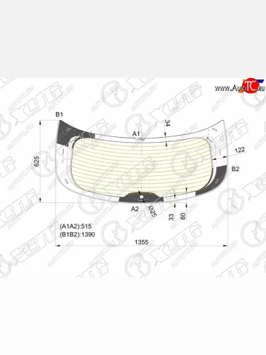 Стекло заднее (Цвет зеленый Обогрев Молдинг) Hyundai Santa Fe 12-19 XYG 4153BGNR RW/H/X