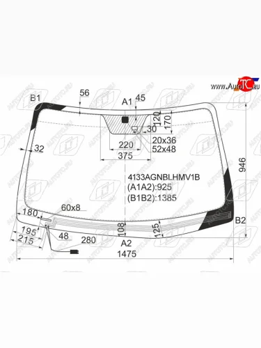 Стекло лобовое (обогрев щеток, датчик дождя) (РФ) FUYAO (зеленое) Hyundai Santa Fe CM дорестайлинг (2006-2009)