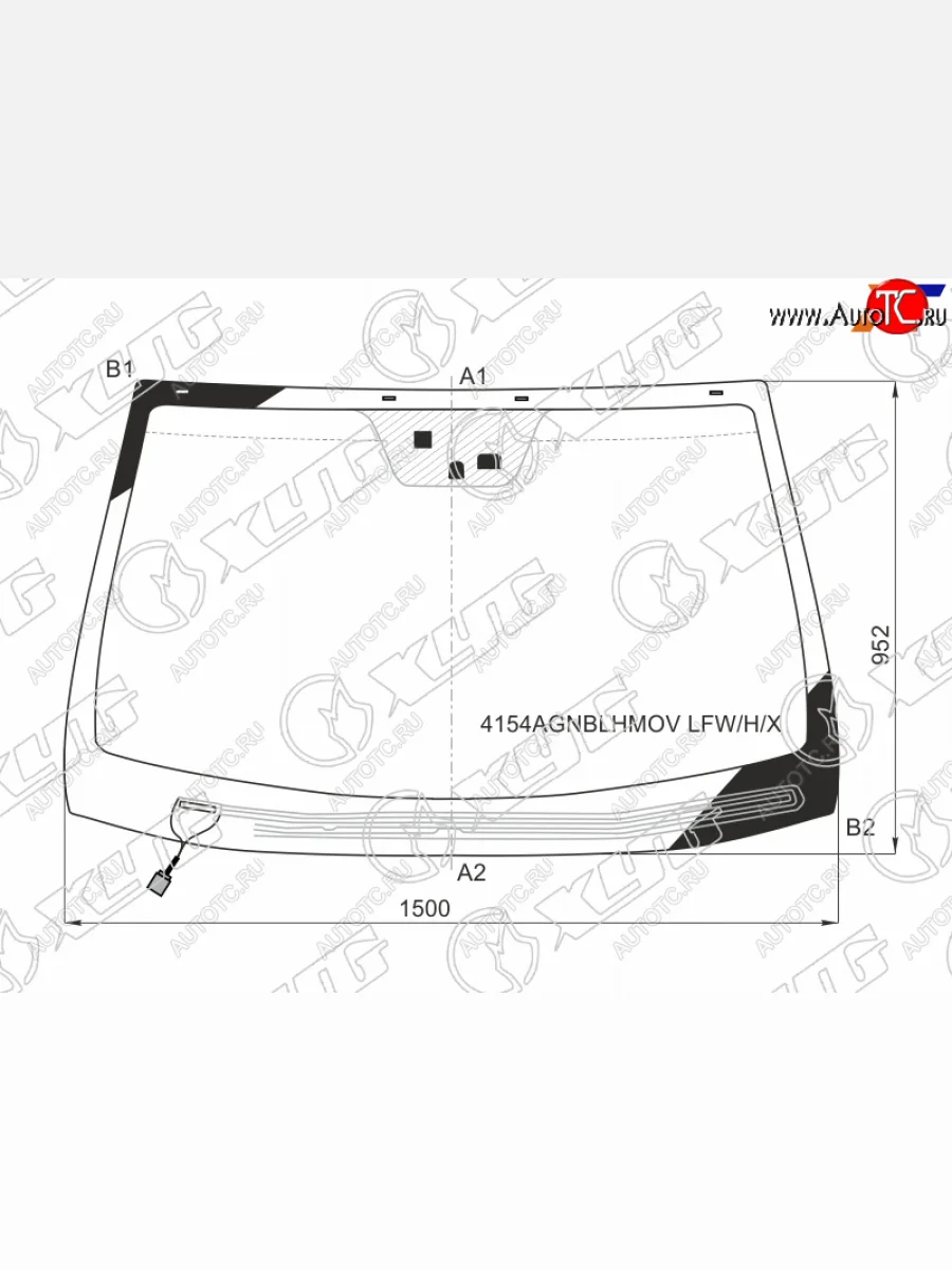 Стекло лобовое (обогрев щеток, датчик дождя) XYG Hyundai Santa Fe DM рестайлинг (2015-2019) (зеленое)  в Керчи Республика Крым