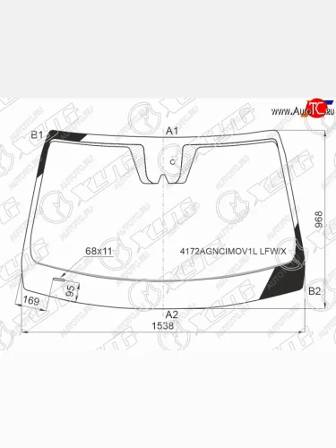 Стекло лобовое (камера, датчик дождя) XYG (зеленое) Hyundai Santa Fe TM рестайлинг (2020-2022)