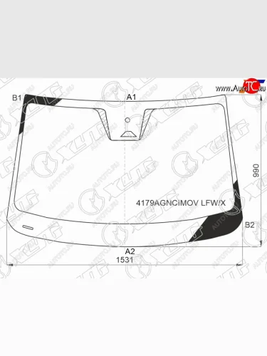 Стекло лобовое (Камера Датчик дождя) Hyundai Tucson 21-  Santa Cruz 21- XYG 4179AGNCIMOV LFW/X