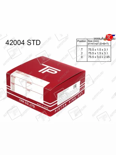 Кольца поршневые (комплект) STD HYUNDAI ELANTRAACCENT G4EKG4EB 1.5 SOHC 99-07 TPR 42004 STD