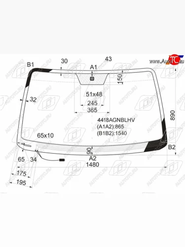 Стекло лобовое (обогрев щеток) FUYAO (зеленое) KIA Sorento BL рестайлинг (2006-2010)