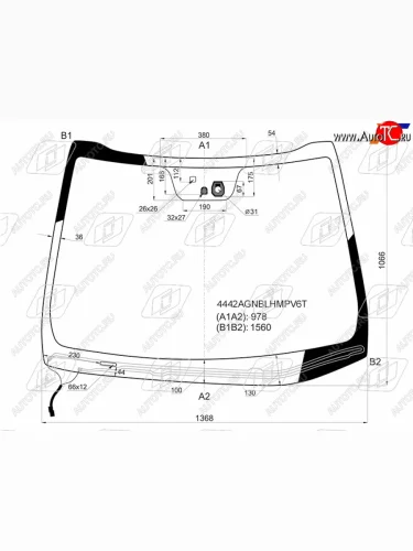 Стекло лобовое (обогрев щеток, датчик дождя, датчик запотевания) FUYAO (зеленое) KIA Cerato 3 YD рестайлинг седан (2016-2019)