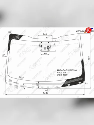 Стекло лобовое (Обогрев щеток Датчик дождя Датчик запотевания) Kia Sportage 15-22 AGC 4447AGABLHIMOVW