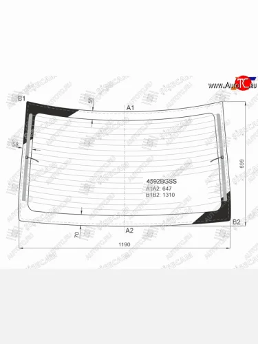 Стекло заднее (Цвет зеленый Обогрев) LADA Vesta 15-  Vesta Cross 17-  Vesta Sport 18-22 SISECAM 4592BGSS