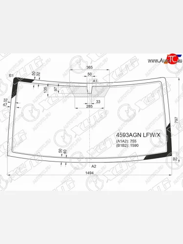 Стекло лобовое УАЗ Патриот 14-  Патриот Пикап 14-  Патриот Профи 17- XYG 4593AGN LFW/X