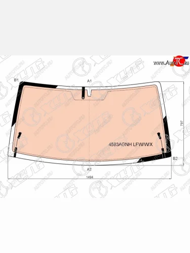 Стекло лобовое (Обогрев полный) УАЗ Патриот 14-  Патриот Пикап 14-  Патриот Профи 17- XYG 4593AGNH LFW/W/X