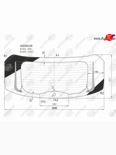 Стекло заднее (Цвет зеленый Обогрев) LADA Vesta 15-  Vesta Cross 17-  Vesta Sport 18- BOR 4592BGSE