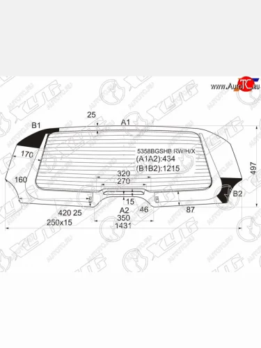 Стекло заднее (Цвет зеленый Обогрев) Mercedes-Benz A-Class 04-12 XYG 5358BGSHB RW/H/X