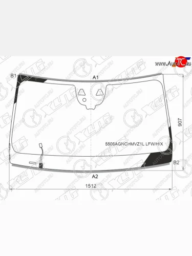Стекло лобовое (обогрев щеток, две камеры, датчик дождя, молдинг) XYG (зеленое) Mercedes-Benz GLE Coupe C167 (2019-2025)