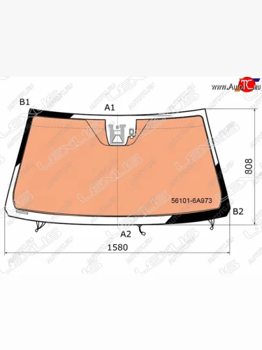 Стекло лобовое (Обогрев щеток Обогрев полный Одна камера Датчик дождя Проекция) Lexus LX 15-23  LEXUS 56101-6A973