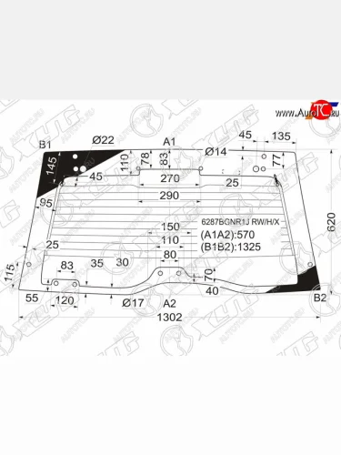 Стекло заднее (Цвет зеленый Обогрев) Honda Passport 98-02  Isuzu MU 98-04  Rodeo 98-04  Wizard 9 XYG 6287BGNR1J RW/H/X