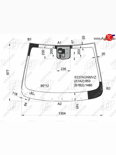 Стекло лобовое (датчик дождя, молдинг) FUYAO (зеленое) Opel Mokka  дорестайлинг (2012-2016)