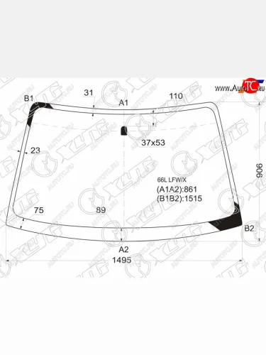 Стекло лобовое Subaru Legacy 98-03  Outback 98-03  Legacy B4 98-03  Legacy Lancaster 98-03 XYG 66L LFW/X