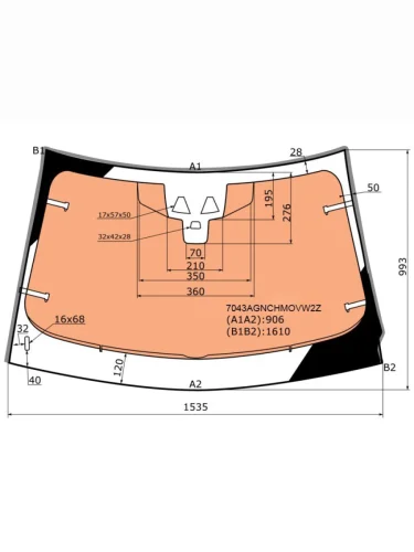 Стекло лобовое (Обогрев полный Две камеры Датчик дождя Молдинг 5D) Land Rover Range Rover Evoque FUYAO 7043AGNCHMOVW2Z