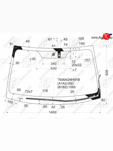 Стекло лобовое (обогрев щеток, датчик дождя) FUYAO (зеленое) Subaru Legacy BM/B14 дорестайлинг седан (2009-2013)