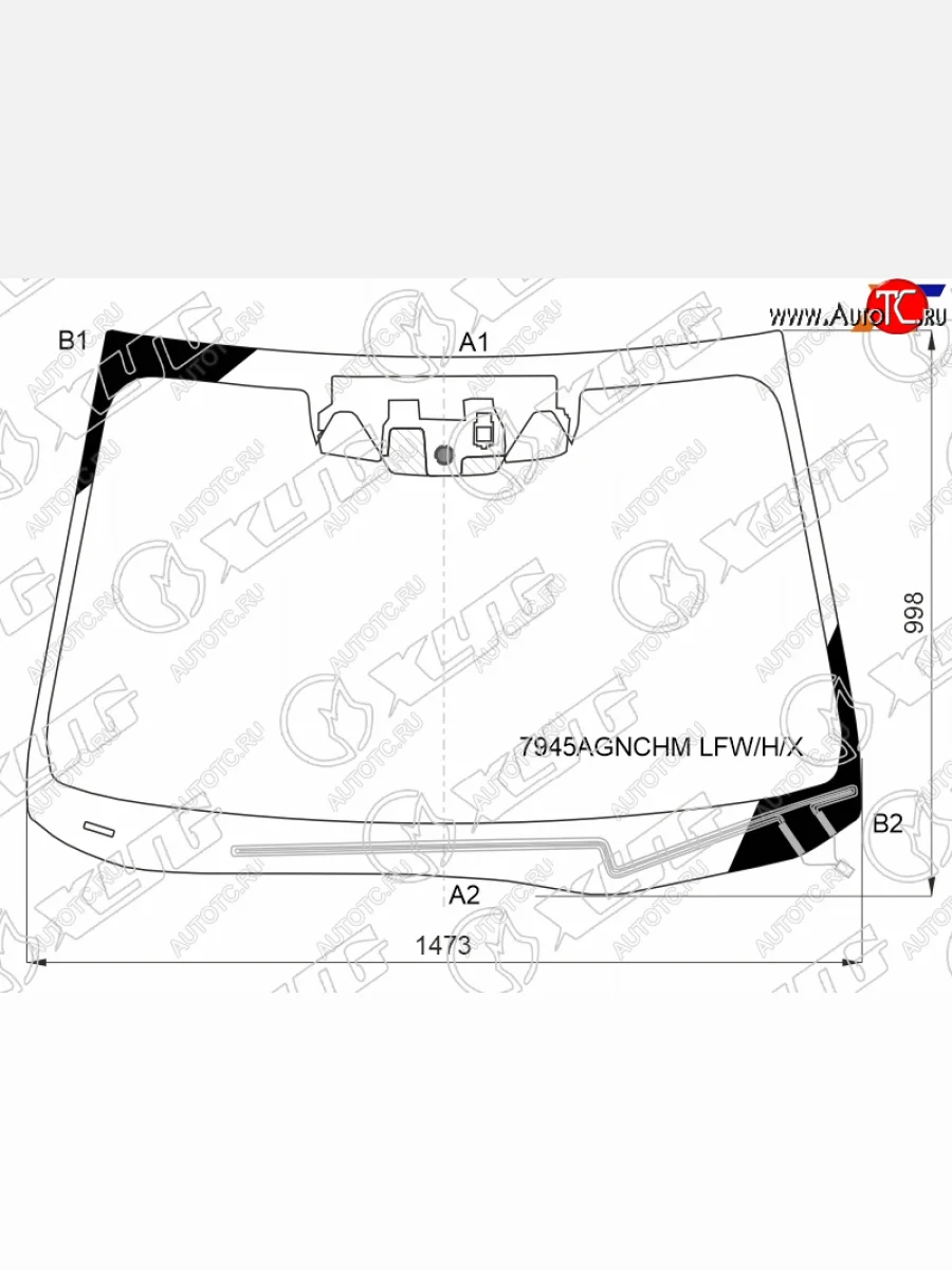 Стекло лобовое (обогрев щеток, две камеры, датчик дождя) XYG Subaru Outback BT универсал (2019-2025) (зеленое)  в Самаре Самарской области