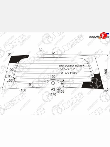Стекло заднее (Цвет зеленый Обогрев) Opel Agila 07-14  Suzuki Splash 08-15 XYG 8034BGNHW RW/H/X