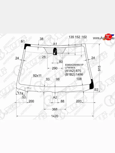 Стекло лобовое (Обогрев щеток Датчик дождя Датчик света) Toyota Avensis (T250) 03-08 XYG 8346AGNHMV1P LFW/W/X