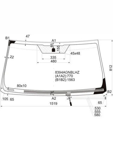 Стекло лобовое (Обогрев щеток Молдинг) Toyota Land Cruiser Prado (J150) 09-20 FUYAO 8394AGNBLHZ