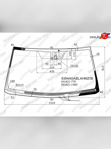 Стекло лобовое (Обогрев щеток Антенна Датчик дождя Молдинг) Toyota Land Cruiser Prado (J150) 09-1 SAINT-GOBAIN SEKURIT 8394AGABLAHMZ1B