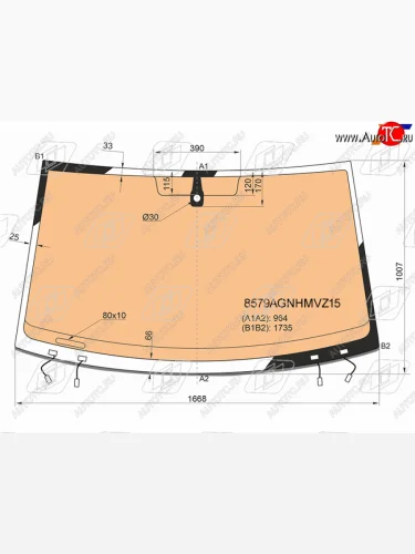 Стекло лобовое (обогрев полный, датчик дождя, молдинг) FUYAO (зеленое) Volkswagen Transporter T6 дорестайлинг (2015-2019)