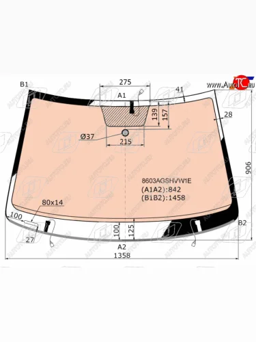 Стекло лобовое (обогрев полный, молдинг) FUYAO (зеленое) Volkswagen Polo Mk5 6R,6C,61 седан рестайлинг (2015-2020)